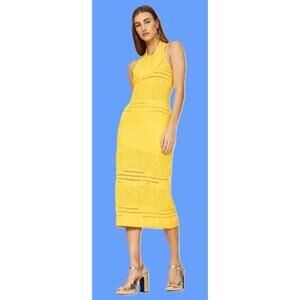 Esteban Cortazar Collective Crochet Halter Midi Dress Yellow Women's Size Small